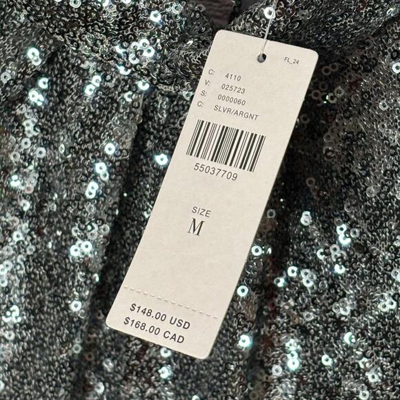 Anthropologie Sunday in Brooklyn Luna Silver Sequined Top Size Medium New - Picture 4 of 13